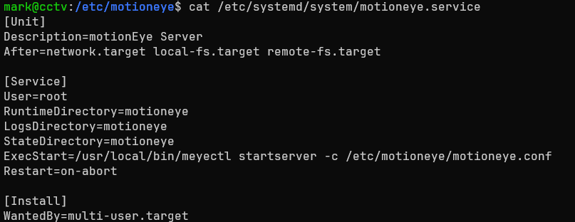 Reading the MotionEye service configuration file