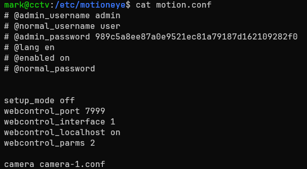 Readint the config file of the MotionEye service