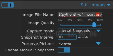 Inserting the Python payload in the MotionEye Image File Name input