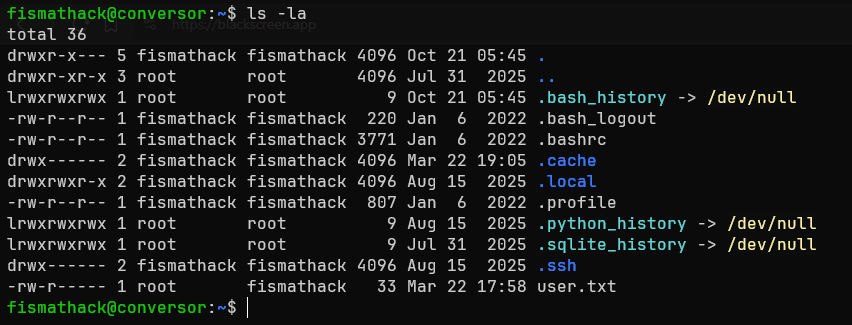 Access via SSH with the user fismathack