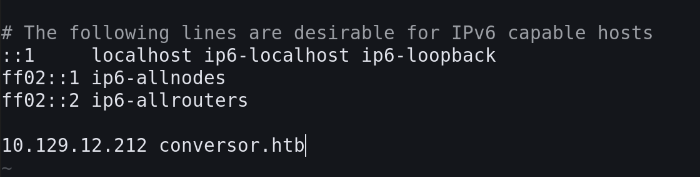 Map IP of Conversor into the /etc/hosts files