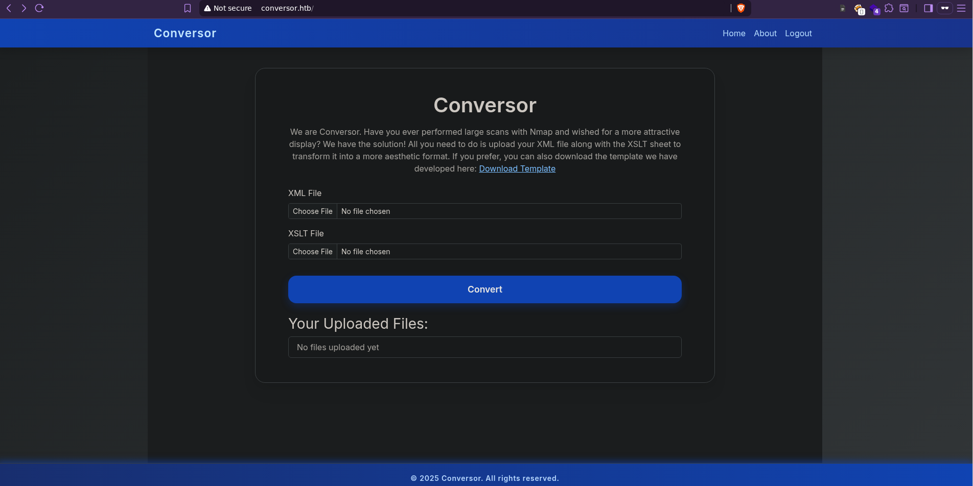 Submit XML and XSLT files section