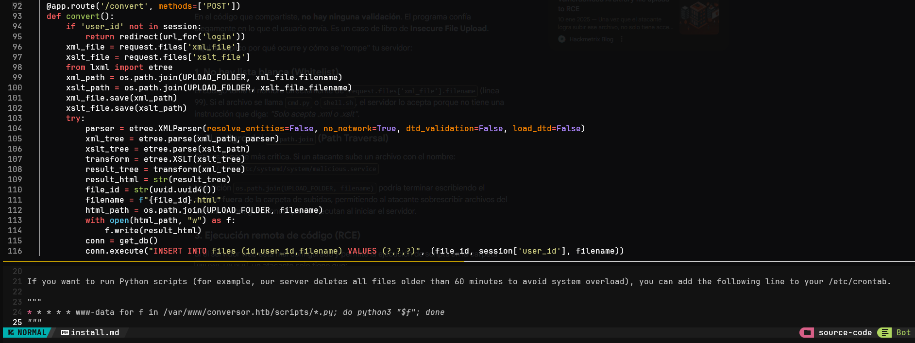 Content of app.py and install.md with the relevant information