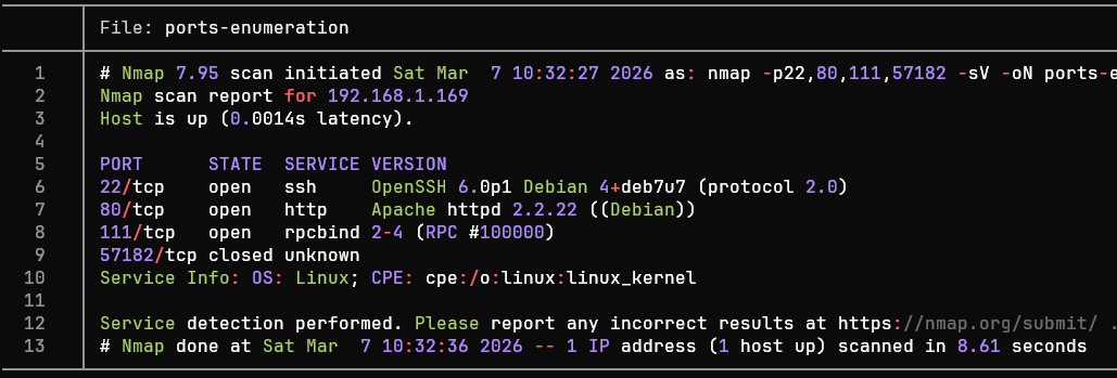 First port enumeration with -sV flag