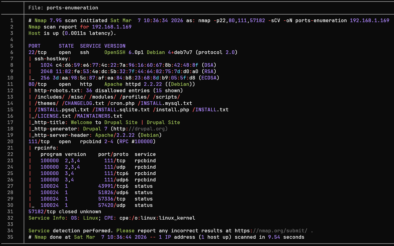 Second port enumeration with -sCV flag