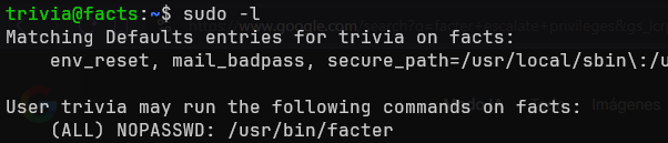 Listing the binaries with sudo privileges